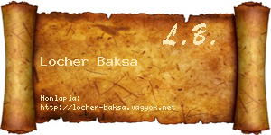 Locher Baksa névjegykártya